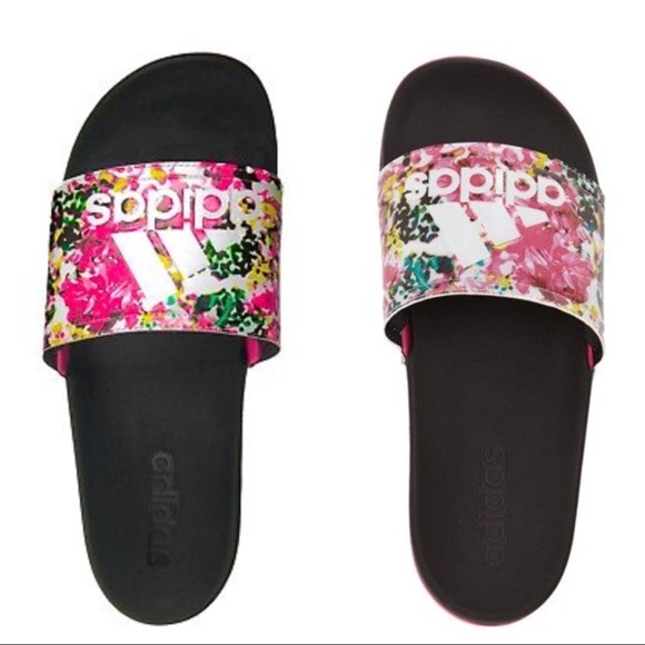 womens adidas floral slides